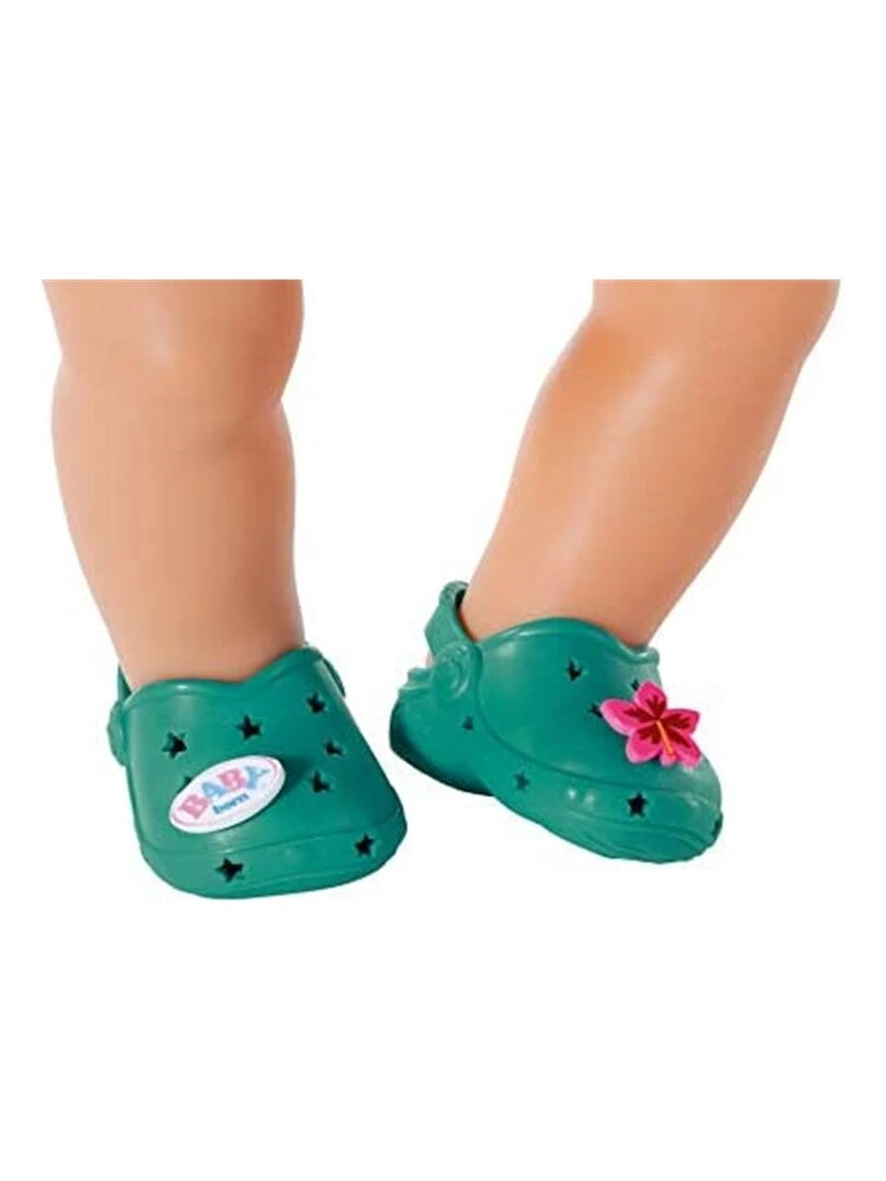 BABY born 43cm Chaussures de vacances vertes avec 6 motifs à clipser N/A