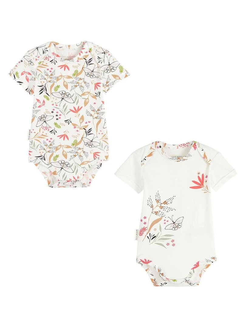 Lot de 2 bodies bébé manches courtes Toscane Ecru
