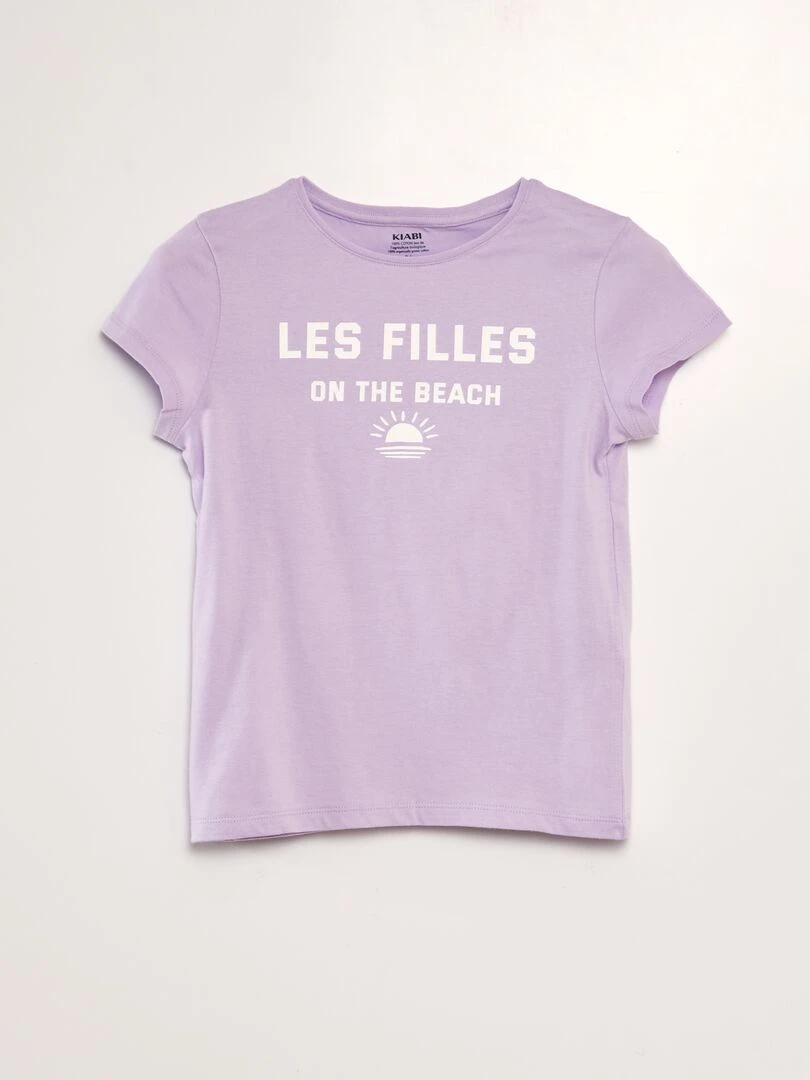 Lot de 2 tee shirts à message   Violet/blanc