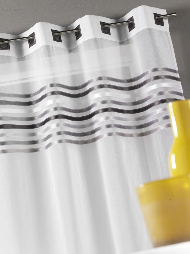 Voilage étamine parement tissé dans le haut Gris clair