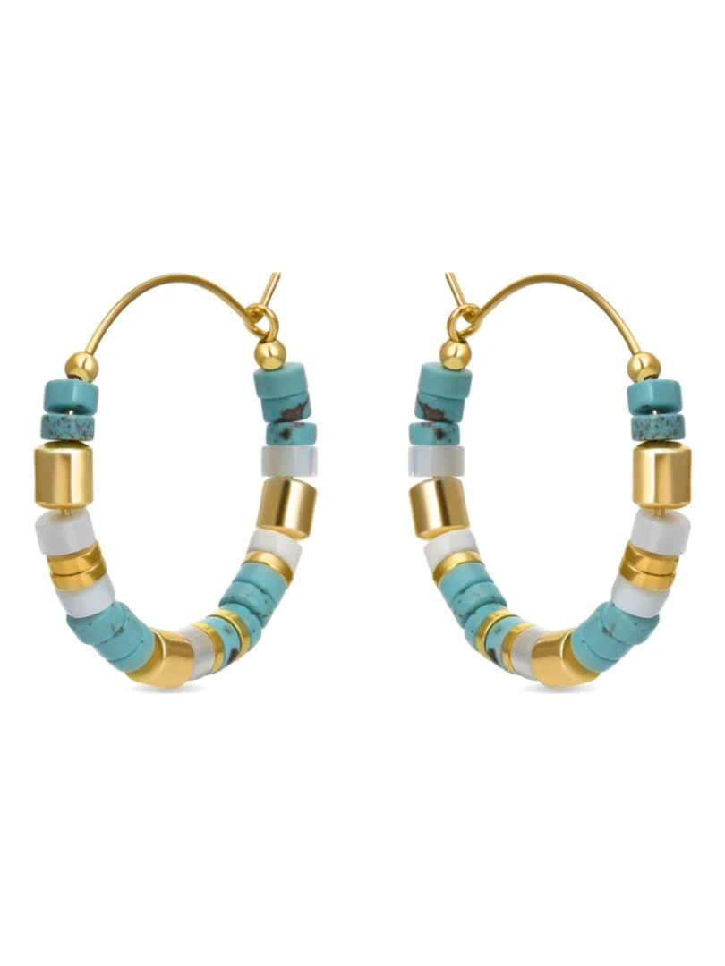 Boucles d'oreilles  Ihun en argent 925 et Turquoise plaqué or jaune 18 K   Bleu