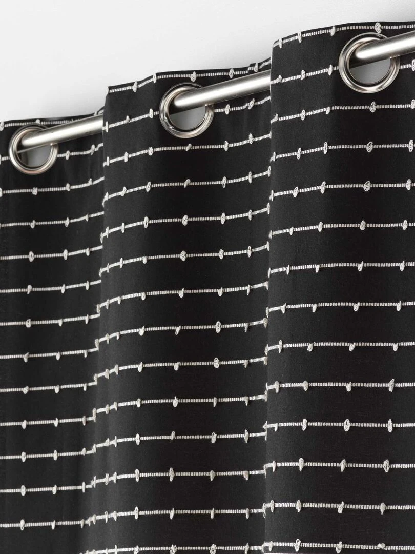 Rideau en coton recyclé à top fil coupé Noir