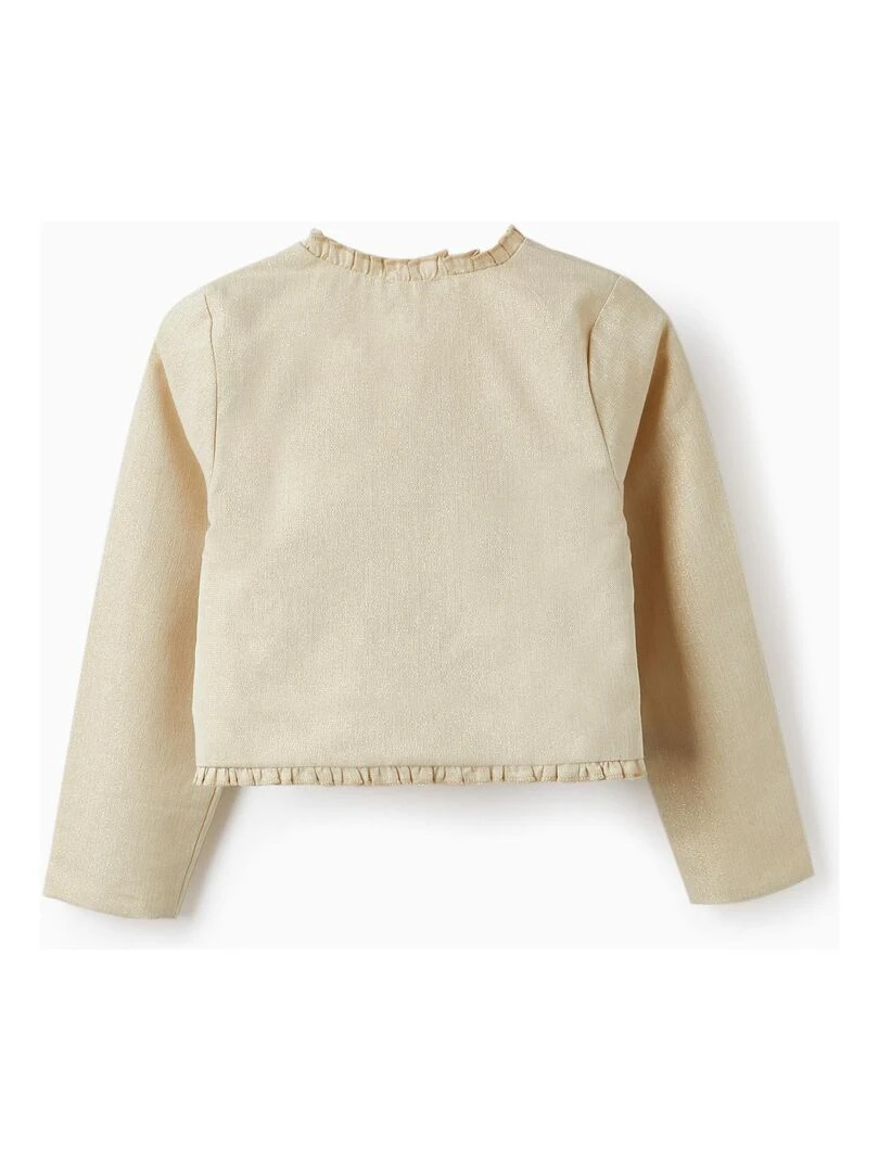 Veste Boléro avec fils Lurex et volants pour Fille CÉRÉMONIE Beige