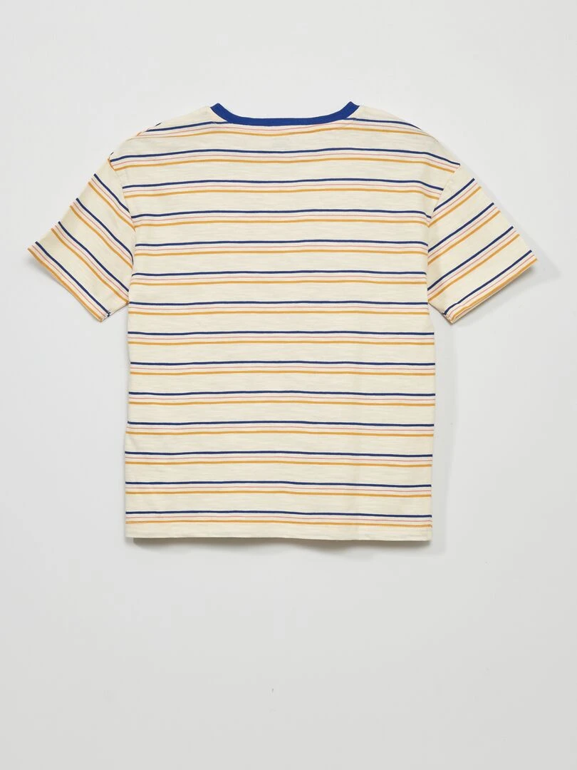T shirt rayé manches courtes   Blanc