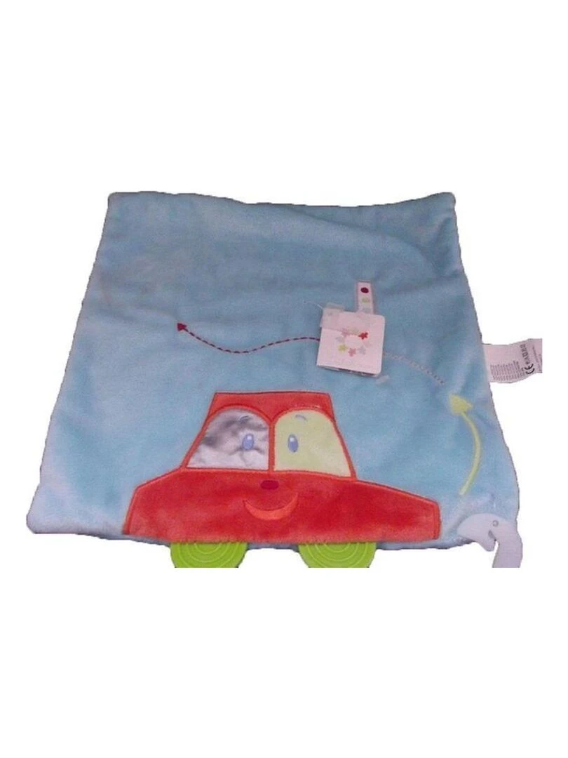 Doudou Nicotoy Voiture Bleu rouge plat Bleu