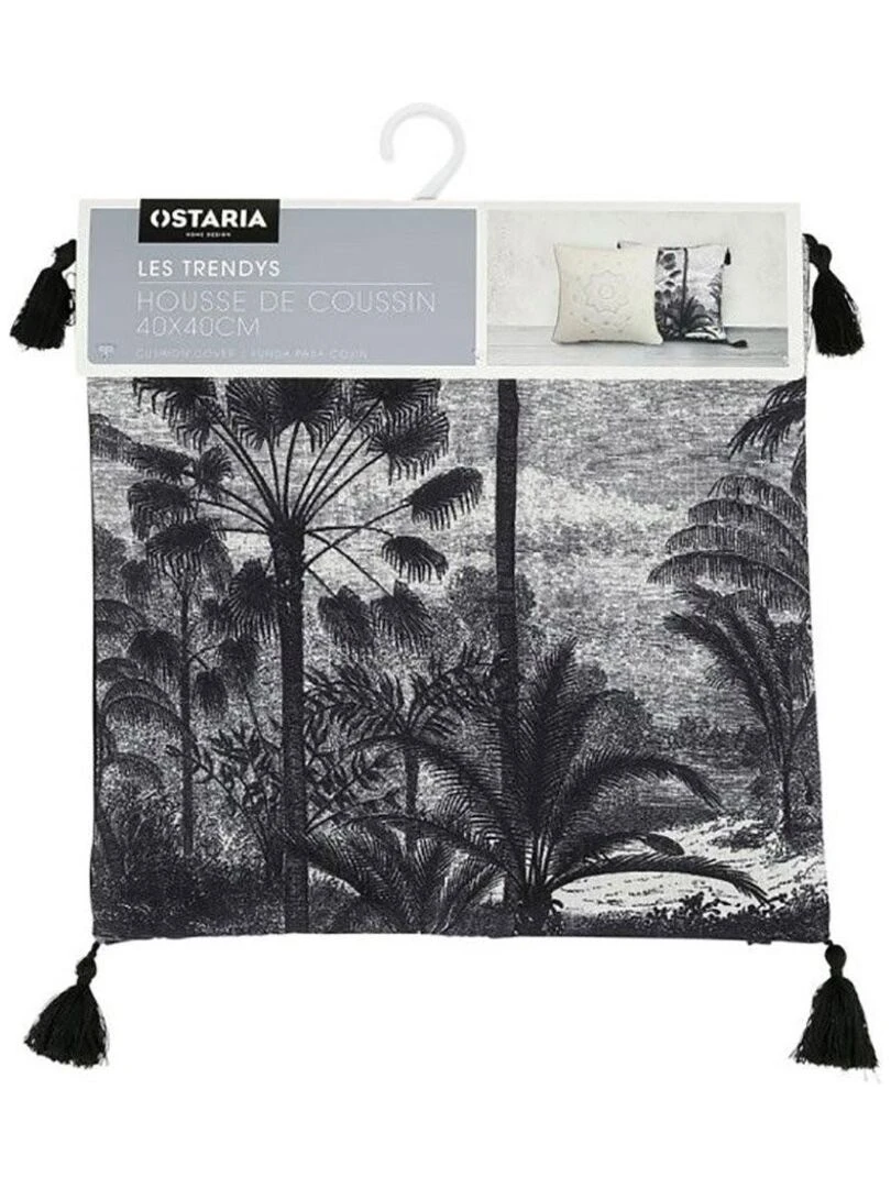 Housse de coussin 40x40 cm Ombrages   Noir