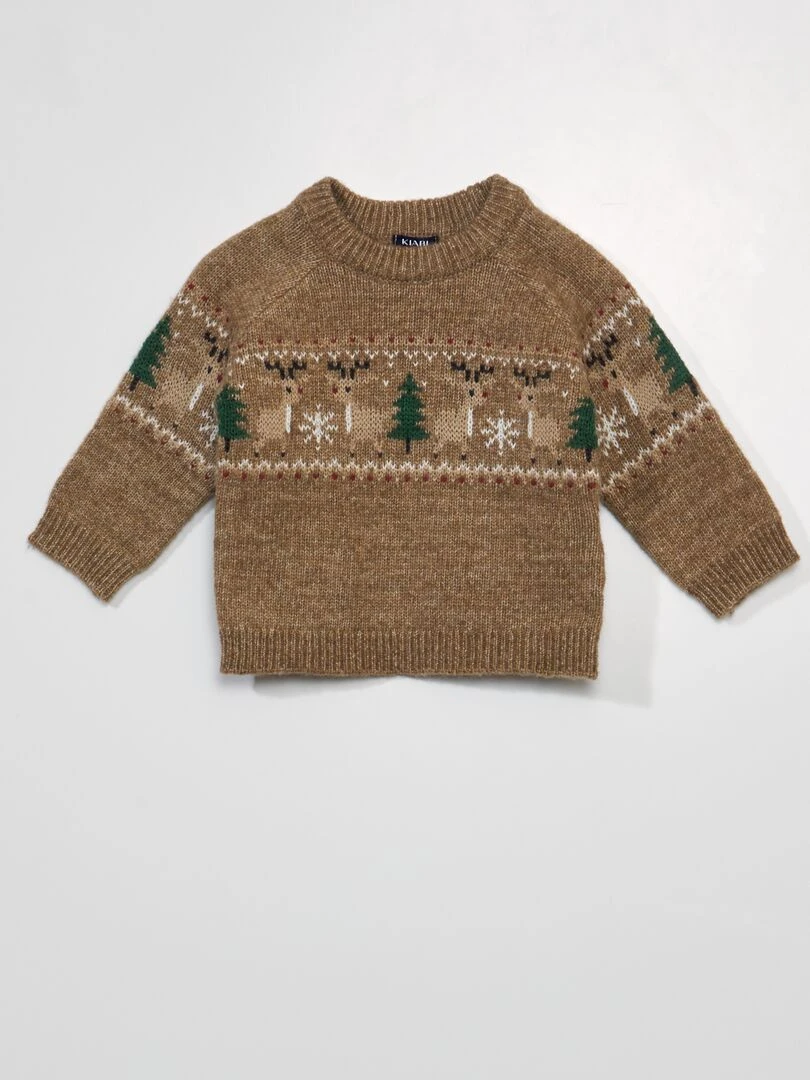 Pull de Noël avec motif fantaisie   Marron