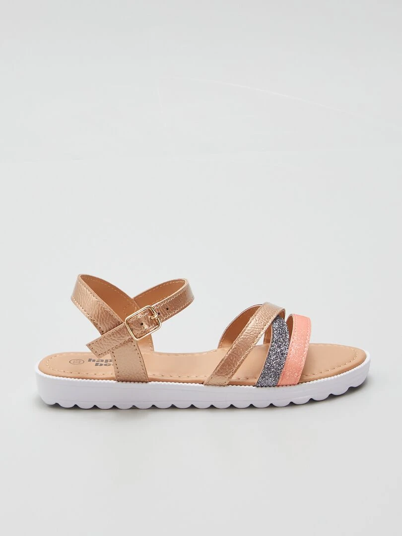 Sandales multicolores à semelles crantées Beige