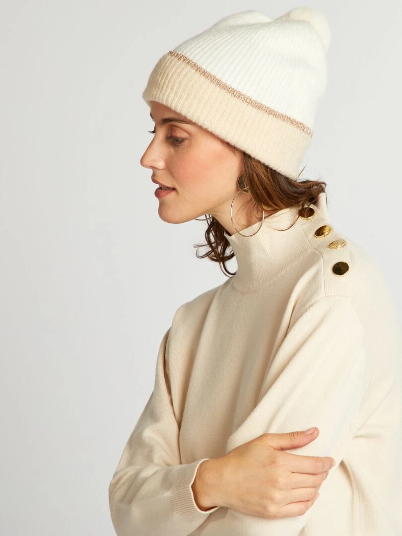 Pull en maille avec boutons fantaisie Blanc crème
