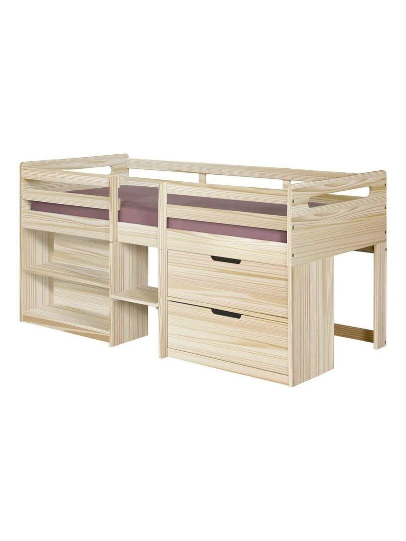 Lit mi hauteur avec matelas Hoby AKITEN RETAIL Marron