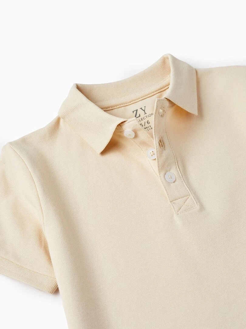 Polo à manches courtes en piqué de coton pour garçon manches courtes   Beige