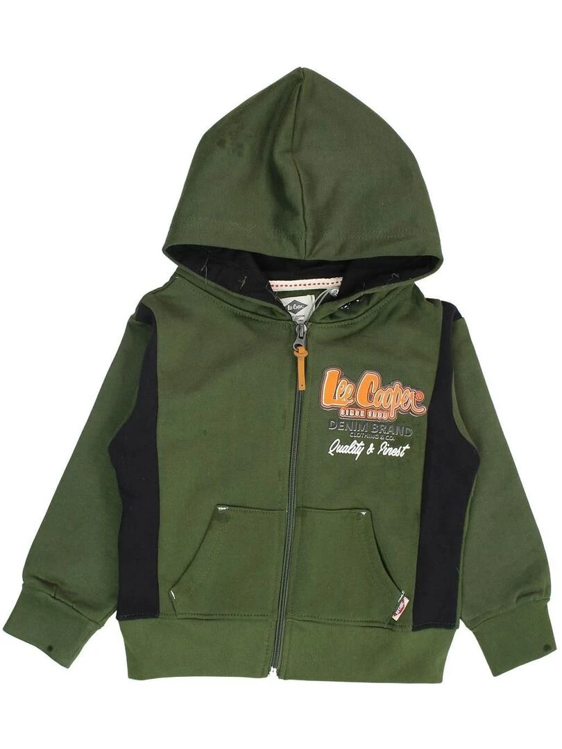 Lee Cooper Veste garçon imprimé logo en coton Kaki