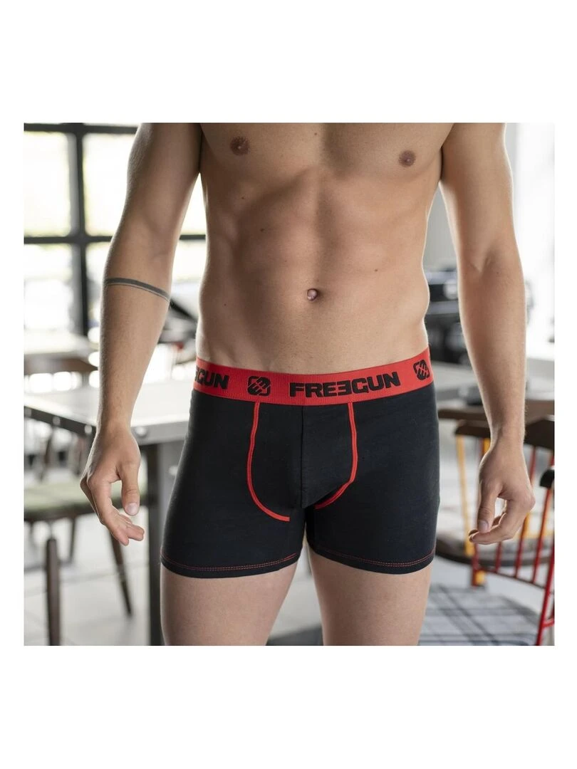 Lot de 4 Boxers garçon coton Rouge Freegun   Noir
