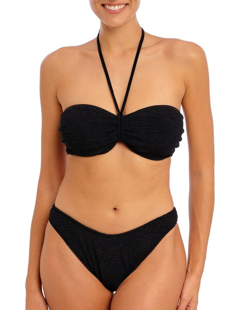 Haut de maillot bandeau texturé à armatures Ibiza waves Noir