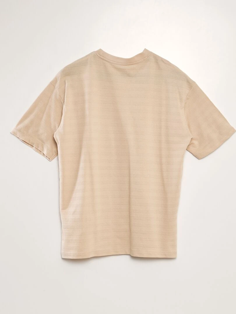T shirt en coton texturé Beige