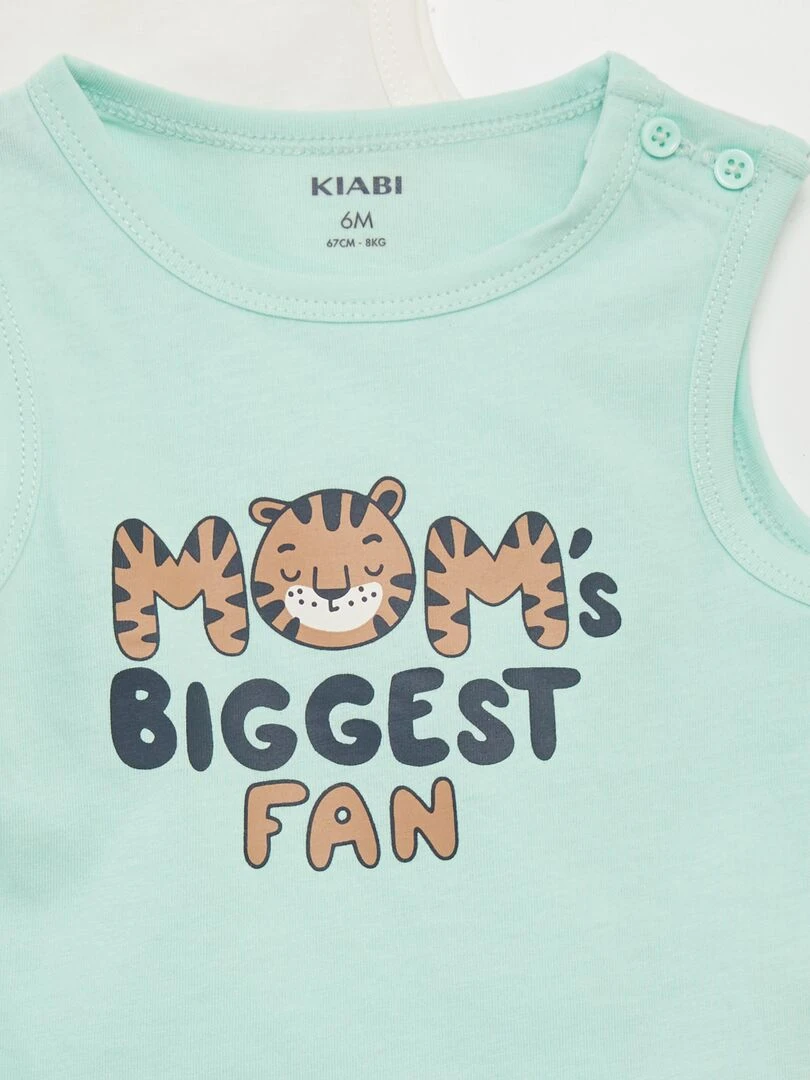 Lot de 2 débardeurs en jersey   Vert d'eau