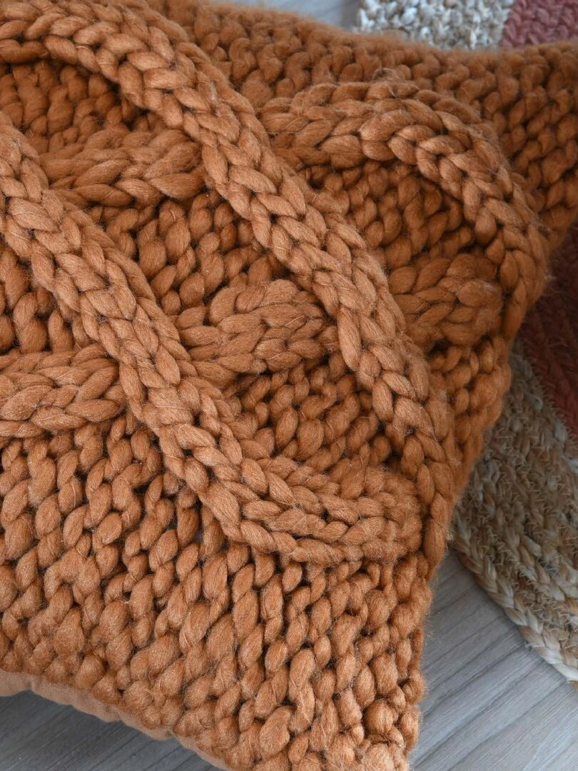 Coussin en macramé déhoussable   Cuivre