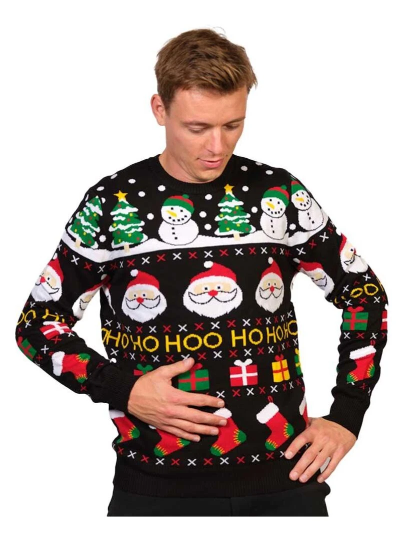 Pull de Noël "Ho HOO Ho" 100% coton BIO Noir