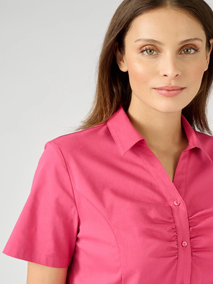 Chemisier popeline stretch Damart Rose framboise
