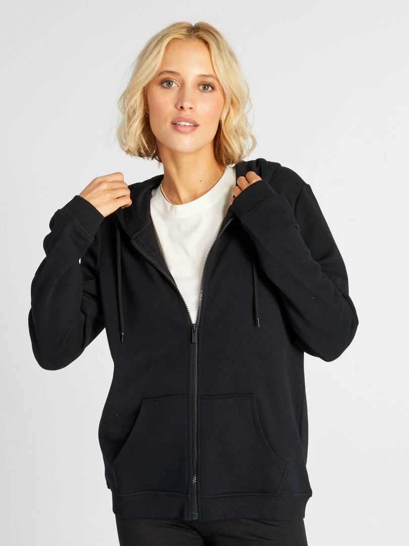 Sweat zippé à capuche   noir