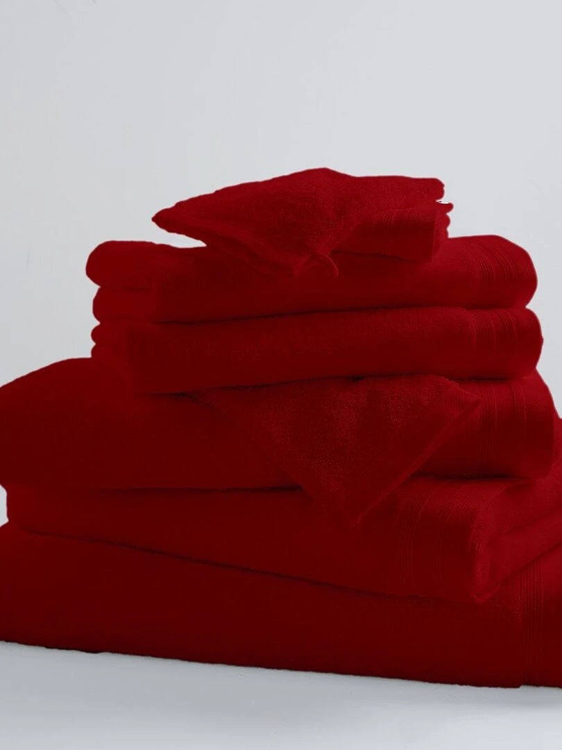 Lot de 2 Serviettes Invités Unies et Colorées Rouge cerise