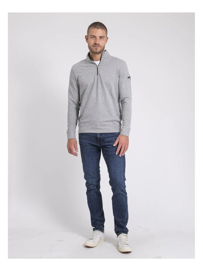 Sweat col montant zippé WALONIS   Gris