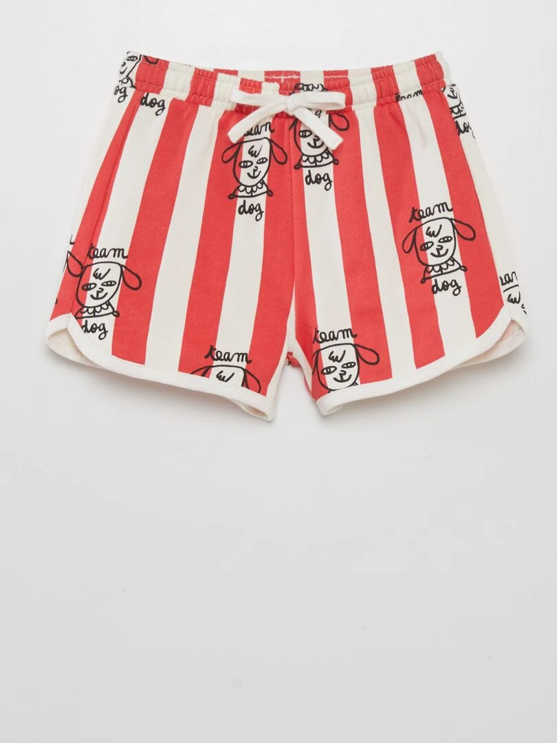 Short à taille élastiquée X Little Bad Wolf   Mixte   Rouge/blanc