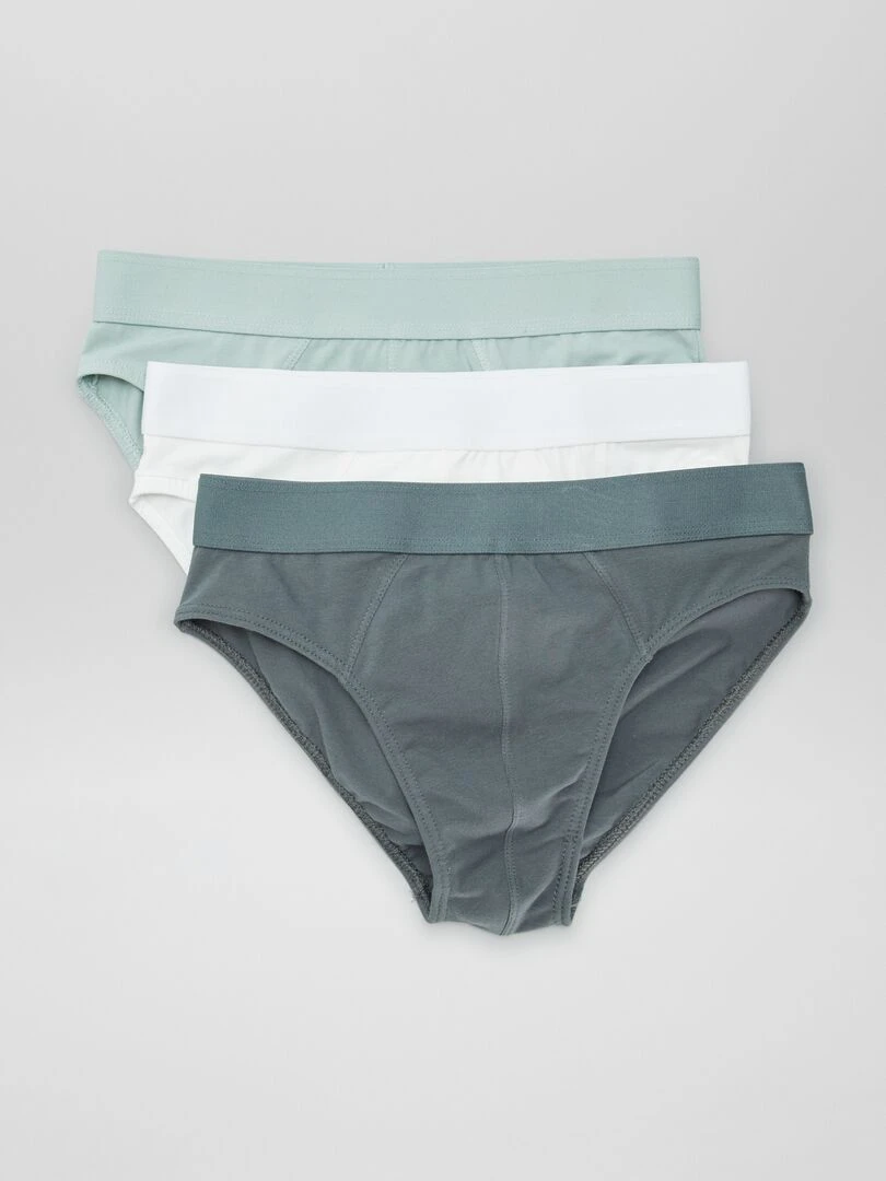 Lot de 3 slips unis Vert/blanc/kaki
