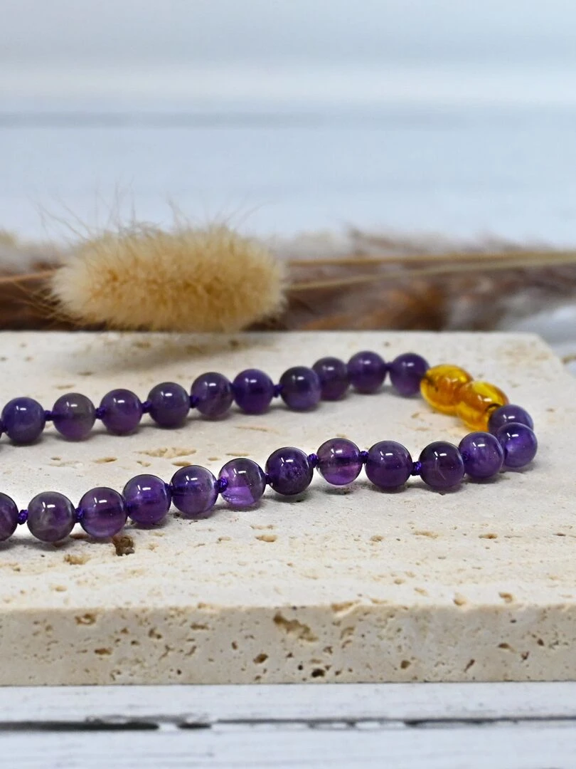 Collier Bébé   Pierres naturelles : Améthyste   Violet
