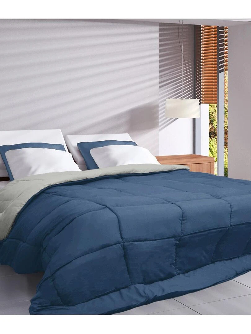 Couette réversible bicolore en microfibre 400 gr/m² Bleu pétrole