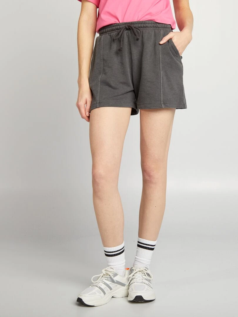 Short en molleton fin Noir