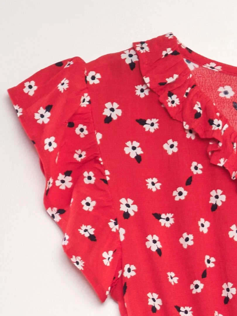 Robe à volants imprimée   Rouge