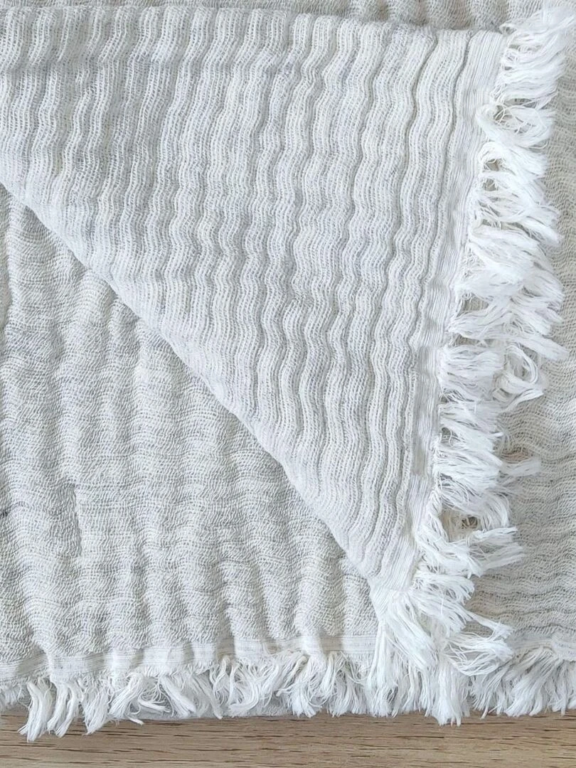Plaid en gaze hivernale Beige