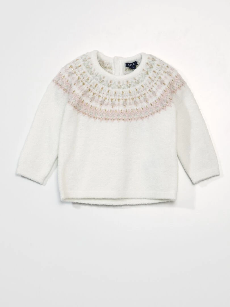 Pull en maille jacquard douce Blanc