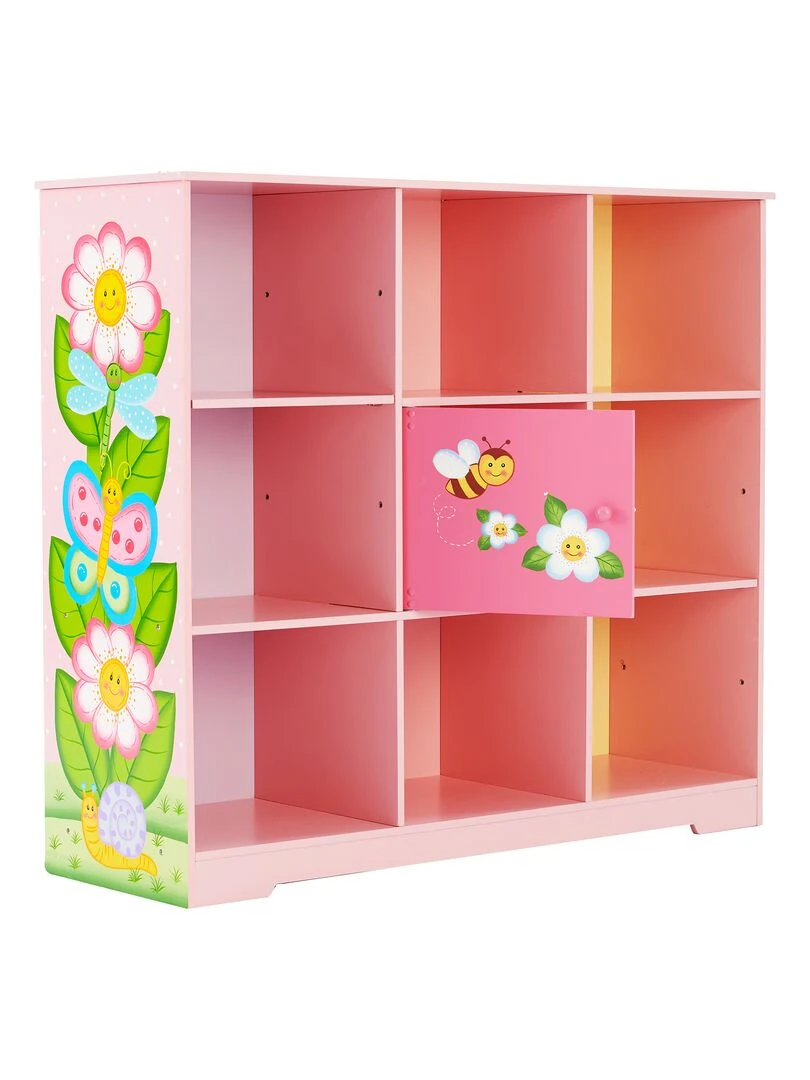 Bibliothèque enfant étagère de rangement petit placard central avec hauteur ajustable Rose