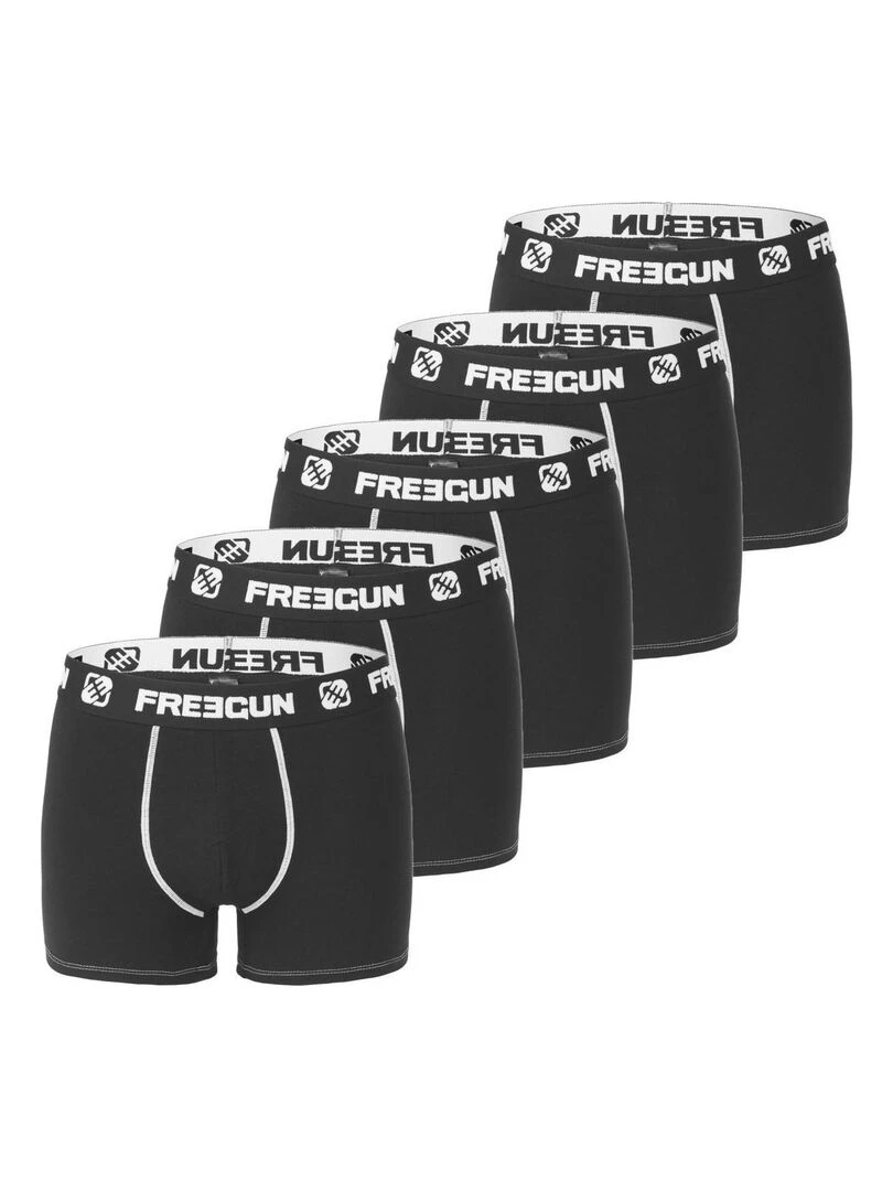 Lot de 5 boxers garçon Uni Freegun Noir