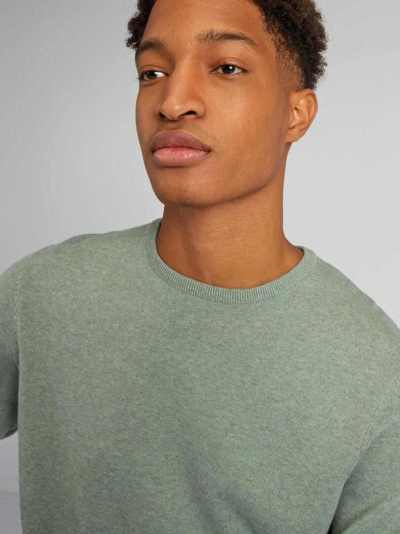 Pull uni à col rond +1m90   Vert