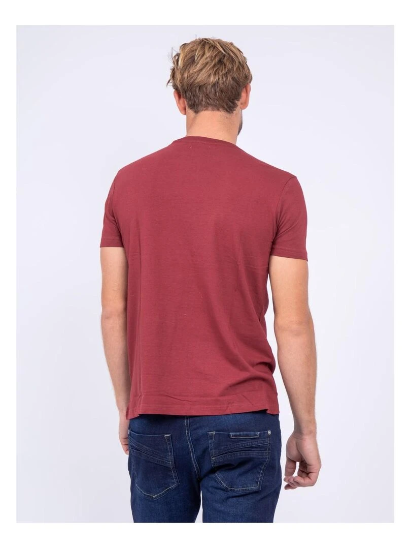 T shirt col rond pur coton JATMAN   Bordeaux
