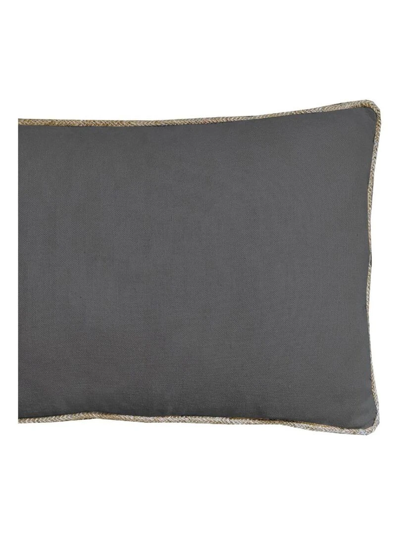 Coussin en coton recyclé avec piping jute 'Deko&co' Gris foncé
