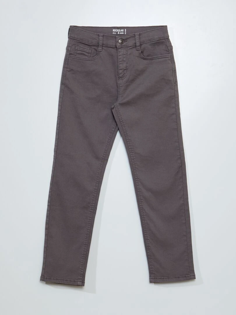 Pantalon regular en twill Gris