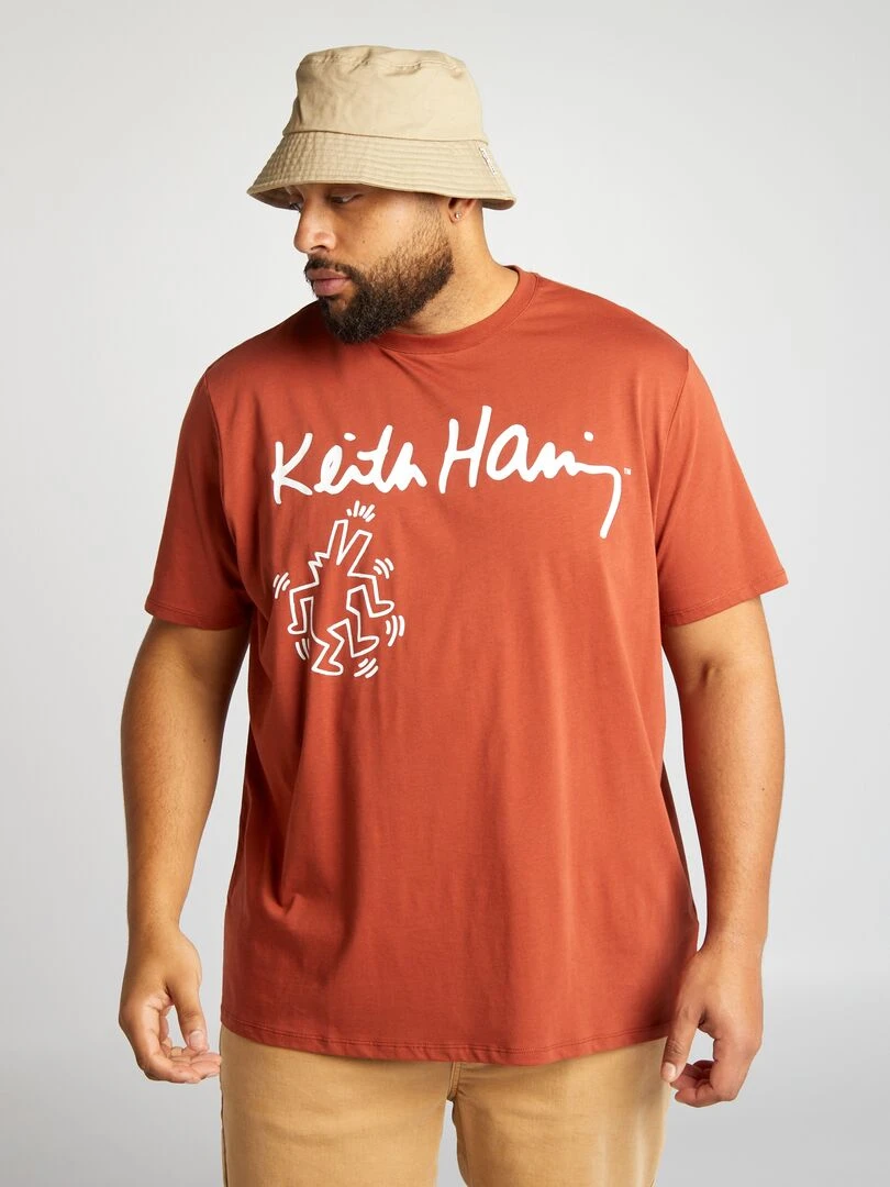 T shirt 'Keith Haring' à col rond marron