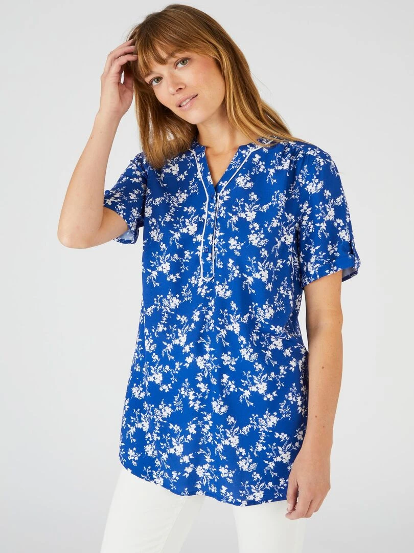 Tunique imprimé floral Damart Bleu