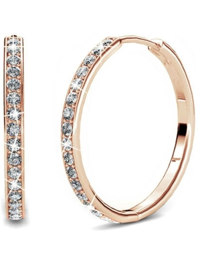 Parures Chic Circle Hoop   Or Rosé et Cristal   Transparent