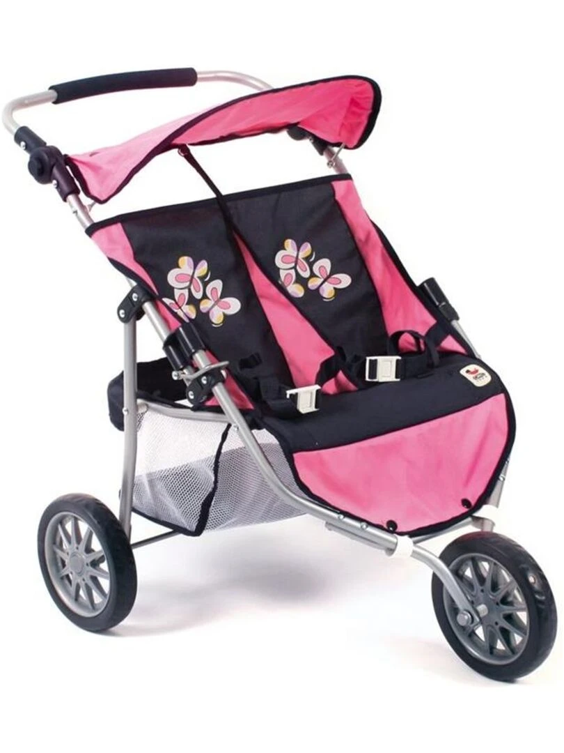 Poussette Jogger 3 roues pour poupées jumelles rose bleu foncé N/A