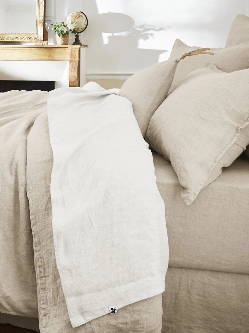 Drap plat lin lavé collection Soline Kaki