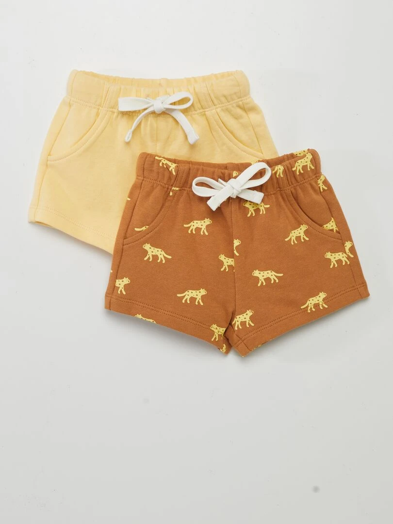 Lot de 2 shorts en molleton fin Marron/Jaune