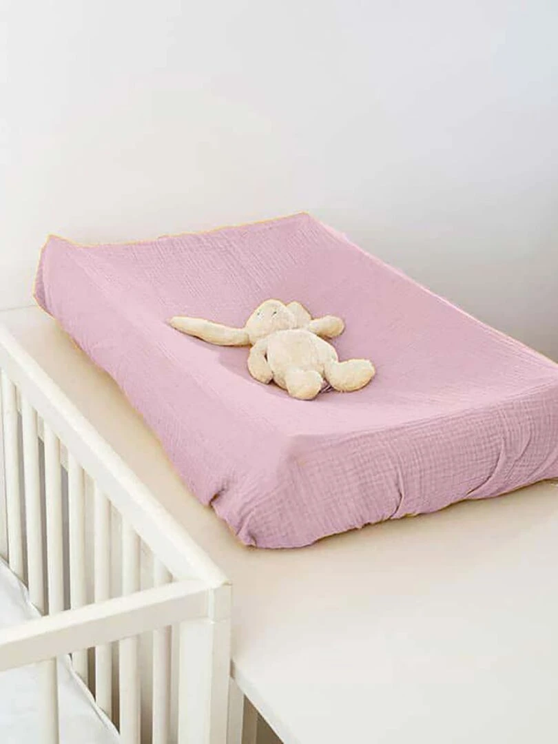 Housse de Matelas à Langer en Coton Bio Rose Rose
