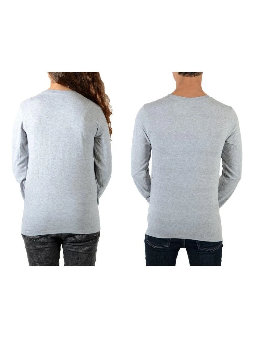 Tee Shirt Little Eleven Paris Reige LS Mixte Garçon  Fille  Gris Chiné   Gris