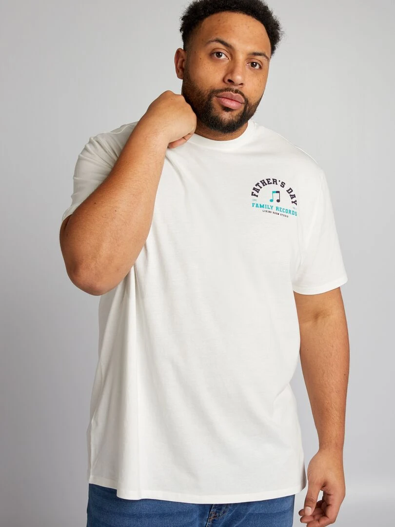 T shirt imprimé manches courtes   Blanc