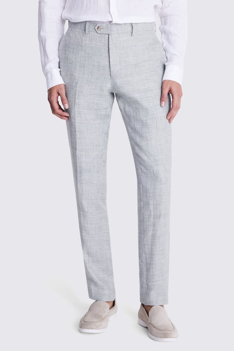 Slim Fit Light Grey Linen Trousers Buy Online at Moss